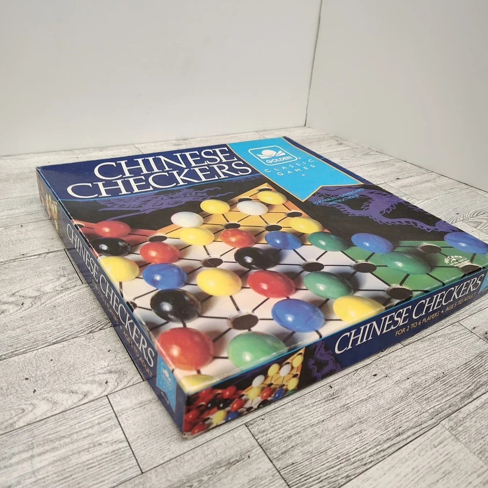 Golden Chinese Checkers Classic‎ Board Game 60 Marbles Gameboard Instructions